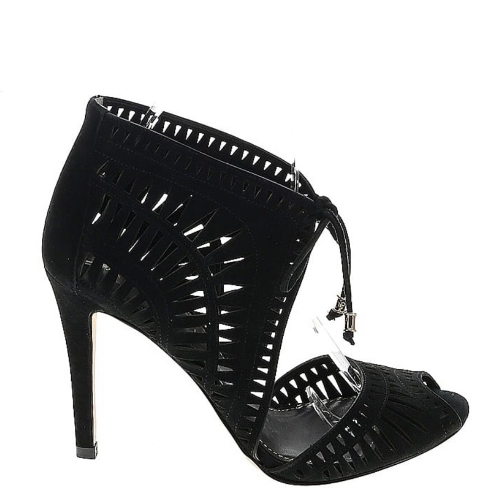 Ivanka Trump Delfino Black leather cut-out stiletto 8 NWT - Picture 1 of 4